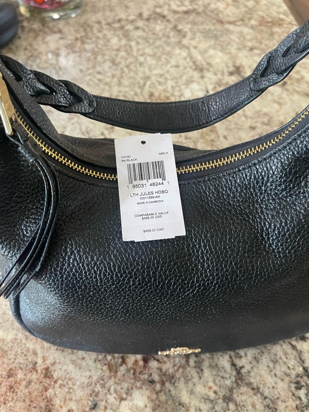 Coach Black Pebbled Leather Shoulder Hobo with Gold Hardware - Picture 3 of 5